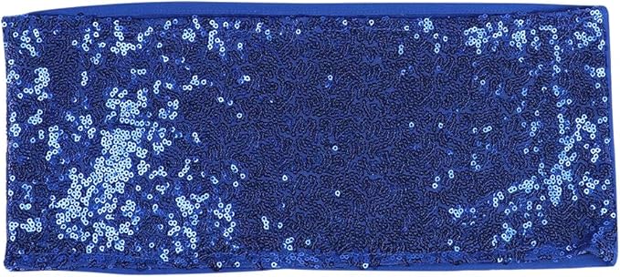 Pack of 200 Stretch Sequin Chair Sashes Chair Bands One-Sided Sequins Decor for Hotel Wedding Reception Party Event Chair Cover Decoration 4"x16" - Royal Blue