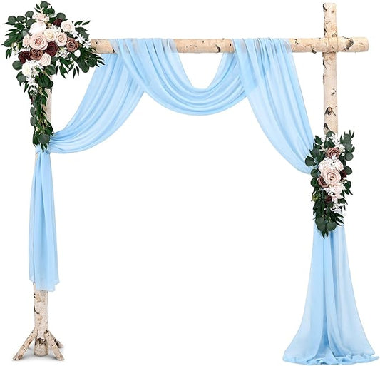 Wedding Arch Draping Fabric,1 Panel 28" x18ft Baby Blue Wedding Arch Drapes for Ceremony Sheer Chiffon Fabric Drapes Arbor Drapery Decorations for Reception Party