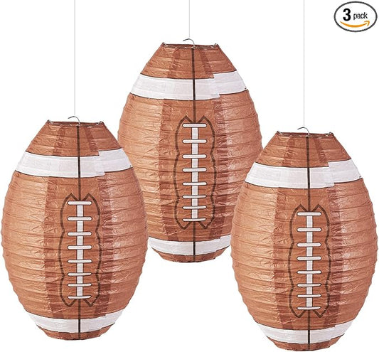 Football Paper Lanterns, Football Birthday Party Decorations,Football Party favors for Outdoor Backyard Sports Game Prizes Football Game Day Easy Joy 3 PCS 12''