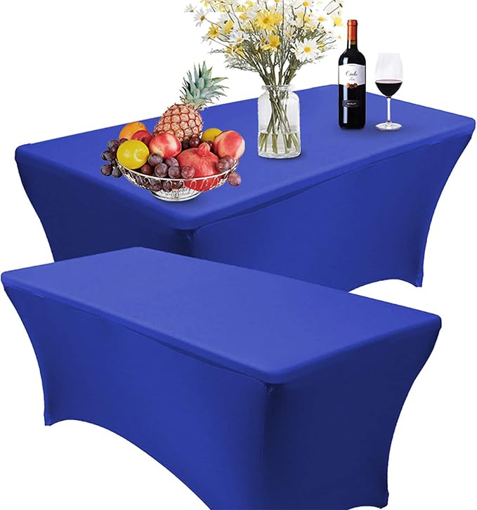 RELIANCER 2 Pack Stretch Spandex Table Covers for Rectangular Tables,6FT Elastic Fitted Tablecloth,Universal Rectangular Table Cloth Protector for Outdoor Party,Wedding,Bar,Birthday,Banquet,Events
