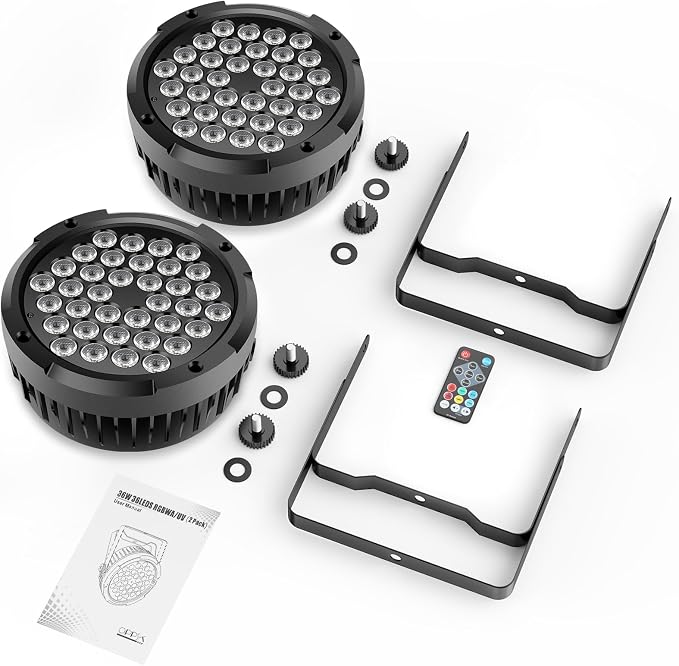 36LEDs RGB Stage Par Lights - OPPSK 36W Sound Activated Multi Modes - Remote DMX Control - Corded Electric - Uplights for Events DJ Music Dance Party Wedding Church Bar Club Stage Lighting (2Pack)