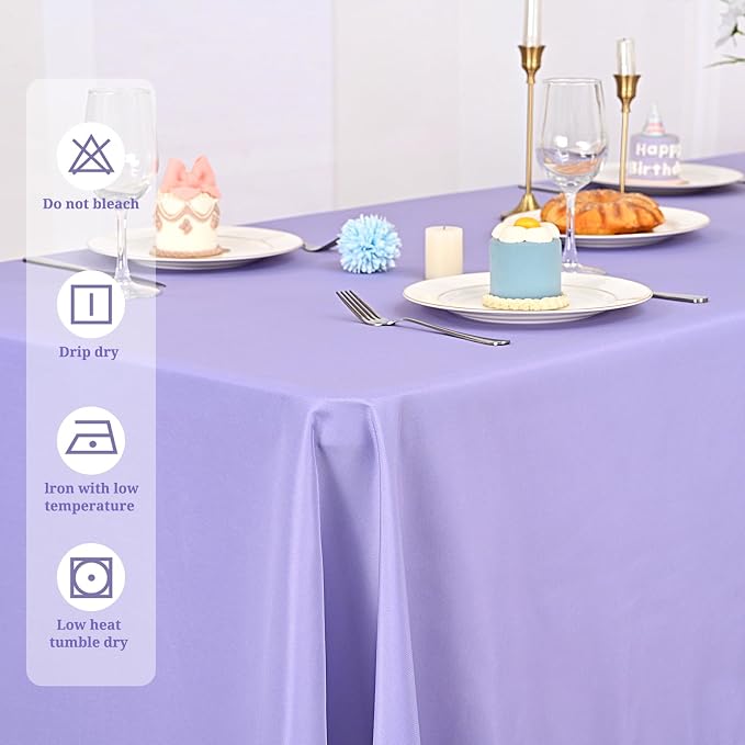 10 Pack 60 x 102 Inch Rectangle Tablecloth, Purple Tablecloth for 6 Feet Rectangle Tables, Stain and Wrinkle Resistant Washable Fabric Table Cloth for Wedding Dining Table Buffet Parties Camping