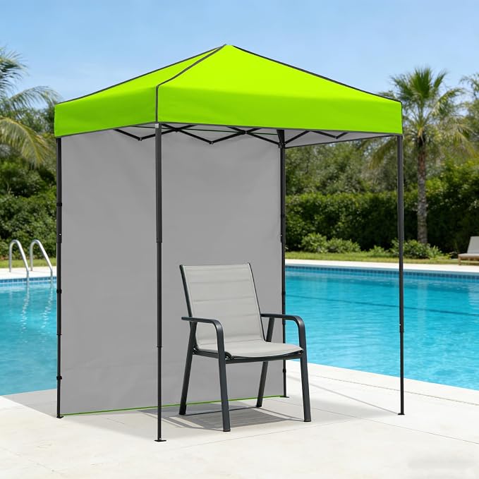 6x4 Pop Up Canopy Tent with One Wall Panel, Instant Portable Beach Canopy, Outdoor Tent with Carry Bag for Camping, Sports, Tailgating, Events, Neon Green