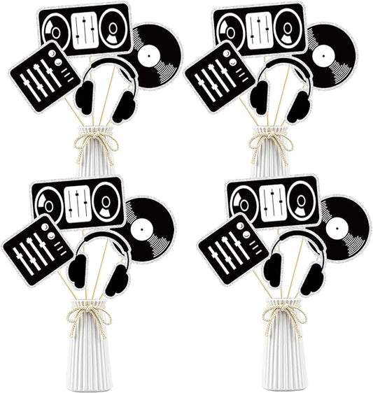 16 Pcs Music Centerpieces, Retro Table Decor Kids' Party Centerpieces, Music Notes Silhouette Table Toppers for Baby Shower Theme Birthday