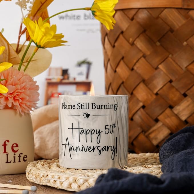 50th Anniversary Candle - 50th Wedding Anniversary Present for Couple & Parents, 50 Year Aniversario Gifts for Men, Women, Wife,Husband - 6 Oz Lavender Candle