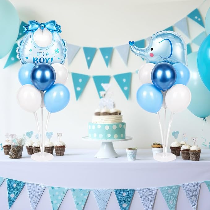 Elephant Baby Shower Decorations Party Balloons Stand Kit 2 Sets with Blue Elephant Foil Balloons Elephants It's a Boy Party Balloon Centerpieces for Tables for Boy Baby Shower Birthday Decorations
