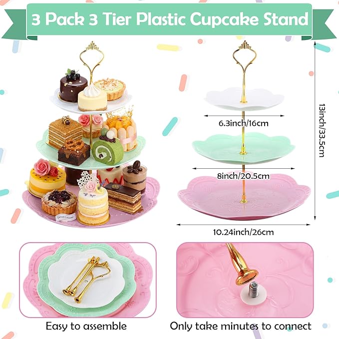 Layhit 83 Pcs Disposable Tea Party Set with 3 Tier Cake Stand Vintage Floral Paper Cups Plates Napkins Cutlery for Women Girls Birthday Baby Shower Bridal Shower Tea(Novel)