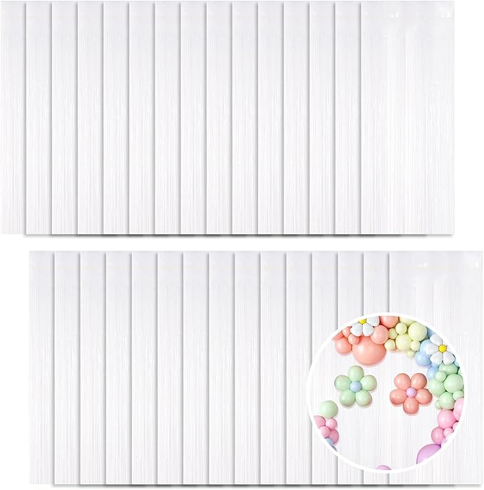 30 Pack White Foil Fringe Curtain Backdrop, 3.3x8.2 Feet Metallic Tinsel Streamer Curtains Photo Booth Props for Wedding/Anniversary/Bridal Shower/Christmas/New Year/Valentine's Day Party Decorations