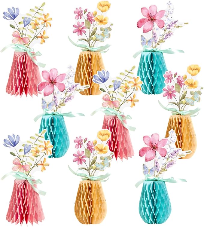 SUNBEAUTY Wildflower Baby Shower Table Decorations Wild Flowers Honeycomb Centerpieces for Garden Baby Shower Spring Floral Table