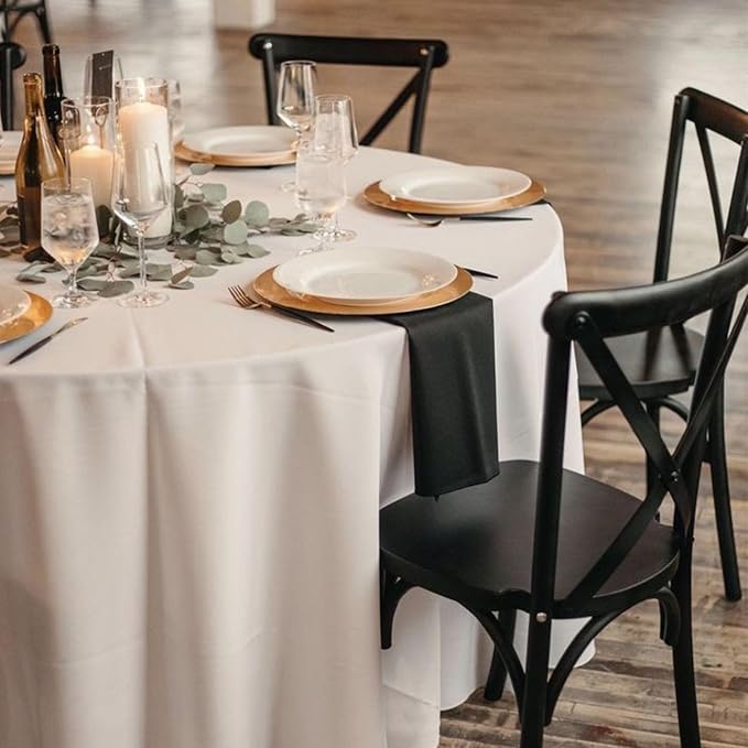 10Pack White Round Tablecloth 90 inch White Table Cloth, Washable Round Table Cloth Polyester Table Cover for Dining Wedding Banquet Party