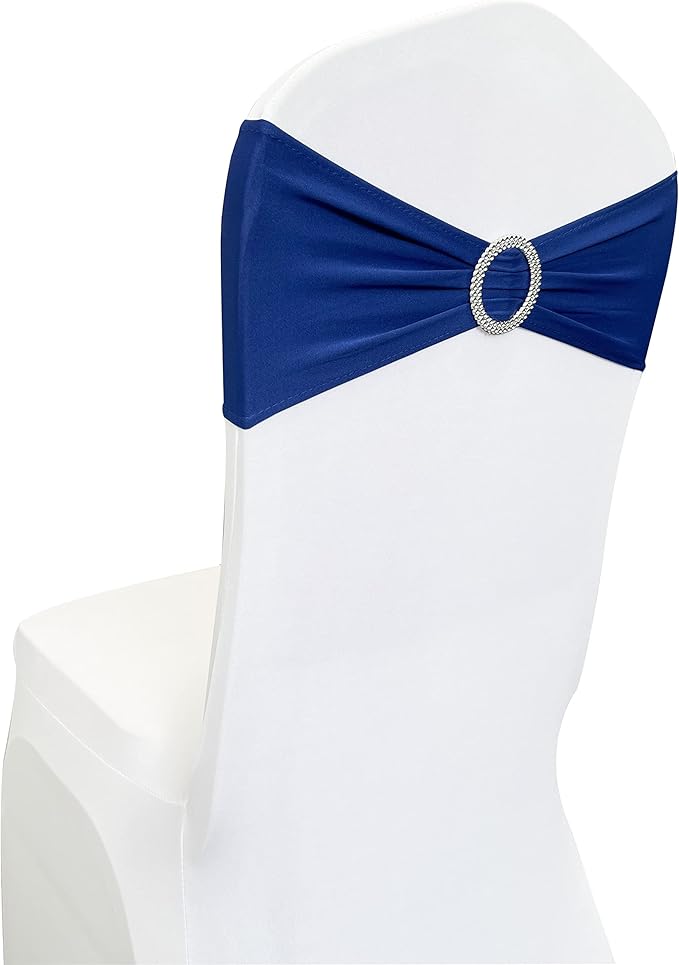 Spandex Chair Sashes Bands 30PCS Stretch Chair Ties Bows with Buckle Slider for Wedding Party Banquet Decoration (Royal Blue)…