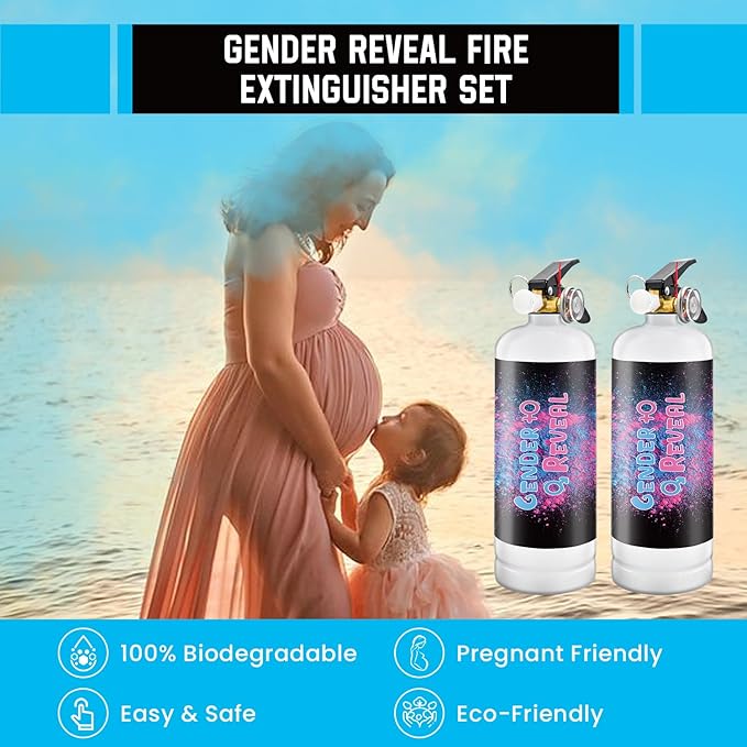 Gender Reveal Fire Extinguisher Pink or Blue 2Pack Large Gender Extinguishers Smoke Powder for Boy or Girl Baby Gender Reveal Ideas Biodegradable Colored Powder Extinguishers for Gender Reveal Party