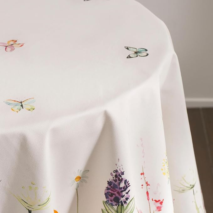 Maison d' Hermine Table Cloth Round Table 100% Cotton 63 Round Inches Tablecloth Reusable Decorative for Dining Kitchen Room Farmhouse Party Home Hotel Restaurant Spring Summer - Botanical Fresh