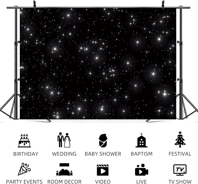 6x4ft Night Sky Stars Backdrop Universe Space Starry Galaxy Photography Background Glitter Nebula Milky Way Boy Girl Birthday Baby Shower Decorations Wedding Party Photo Booth Prop