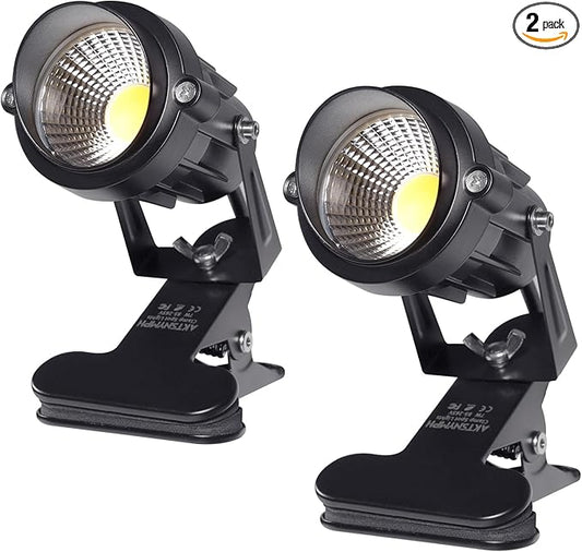 LED Clamp Spot Lights,Indoor Plants Decor Accent Lighting,Clip on Lights Daylight White Uplights with 9.8FT Cord and Switch for Trade Show,Workshop,Billboard,Desk Lighting,2Pack