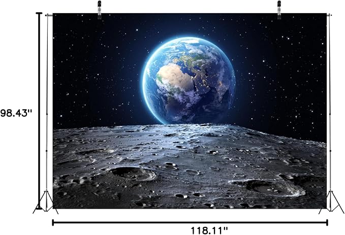 BELECO 10x8ft Fabric Outer Space Backdrop Universe Background Earth Moon Surface Furnished by NASA Planet Stars Photography Backdrop for Birthday Party Decoration Photoshoot Photo Background Props