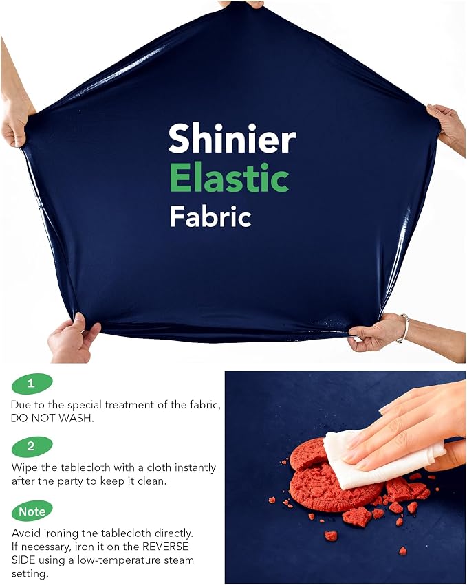 Cocktail High Top Table Covers - 32x43 Inch Fitted Spandex Round Cocktail Tablecloth for Bar Height Standing Table Cloths Reusable, for Party Wedding Banquet Event Decorations, Shiny Navy, 8 Pack