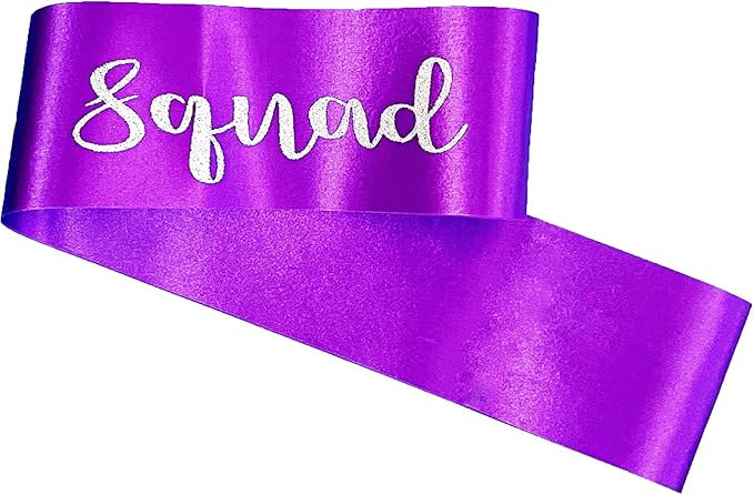 10Pcs Birthday Squad Sash Silver Glitter Purple Satin Sashes Funny Birthday Sashes Birthday Party Supplies Gifts