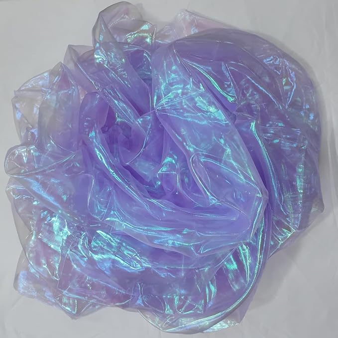11 Yards Light Purple Iridescent Organza Fabric - 59" Wide | Sheer Shiny Organza for Wedding Decorations, Party Supplies, Fairy Costumes, Doll Clothes, Craft & Sewing Projects