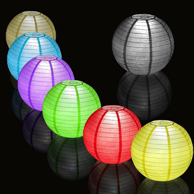 Paper Lanterns Party Decorations 6 PCS Black Round Hanging Lanterns Chinese Japanese Paper Lantern Lamp for Wedding Graduation Birthday Baby Shower Anniversary Retirement Party