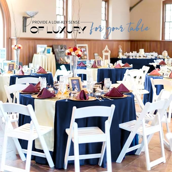 Pesonlook 12 Pack Round Tablecloth 90inch-Navy Blue Polyester Round Table Cloths Washable Fabric Table Cover for Wedding/Party/Banquet/Dining/Buffet