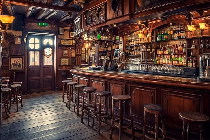 12x8ft Western Saloon Backdrop Vintage Retro Bar Background Rustic Brown Wooden House Western Tavern Cowboy Backdrop Wild West Theme Wedding Photo Studio Retro Style Birthday Party Supplies