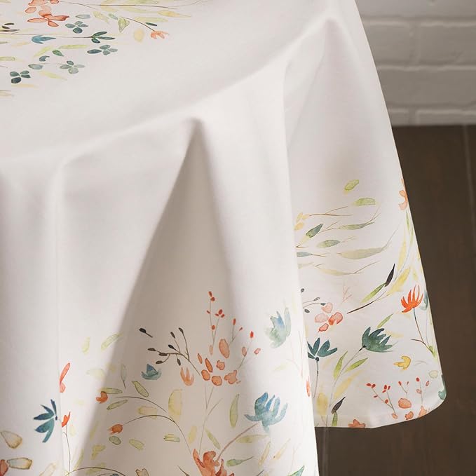 Maison d' Hermine Table Cloth Round Table 100% Cotton 69 Round Inches Tablecloth Reusable Decorative for Dining Kitchen Room Farmhouse Party Home Hotel Restaurant Spring Summer - Colmar