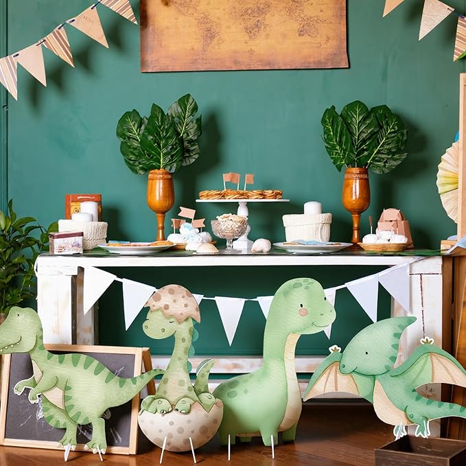 4 Pcs Large Hatching Soon Baby Shower Decoration Dinosaur Baby Shower Decorations Dino Birthday Party Decor Cartoon Dinosaur Cutouts Cardboard Standup Centerpiece Phot Booth Props
