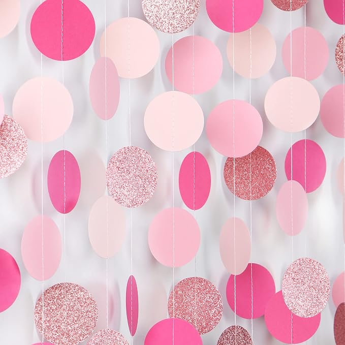 Hot-Pink Rose-Gold Party Decorations Garland and Hot-Pink Rose-Gold Party Decorations Heart-Garland