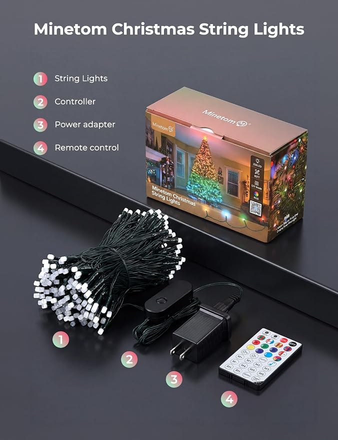 Minetom LED Color Changing Smart RGB Christmas Tree Lights, 264ft 800LED String Lights, 16 Milion Adjustable Colors Fairy Lights with Remote & Timer & Memory Function for Xmas Tree Holiday Party