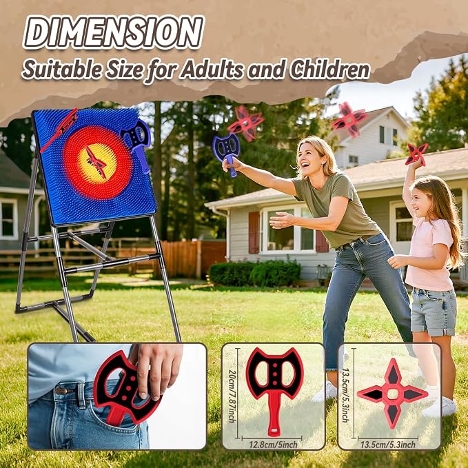 Axe Throwing Game for Backyard, Axe Throwing Game Target with 12 Throwing Axes, Lightweight & Portable Outdoor Games Indoor Carnival Yard Lawn for Age 6-12, Backyard Games for Family Party