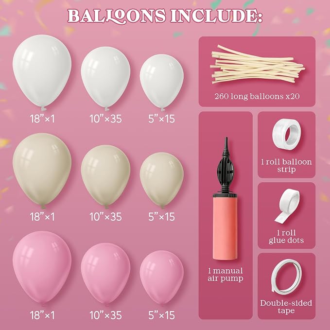 6.6FT Metal Arch Backdrop Stand and Cover Set, Pink Balloon Arch Kit, 153 Pcs Balloons, 4 Baby Shower Box, Letter Stickers, Clips for Baby Shower, Gender Reveal, Birthday, Wedding Decor