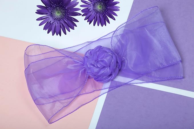 MDS® Pack of 10 Organza Chair Sashes for Wedding Decoration, Reusable Sheer Chair Bows for Banquet Chair Cover, Reception, Bridal Shower, Baby Shower, Birthday Party & Special Events - Lavander