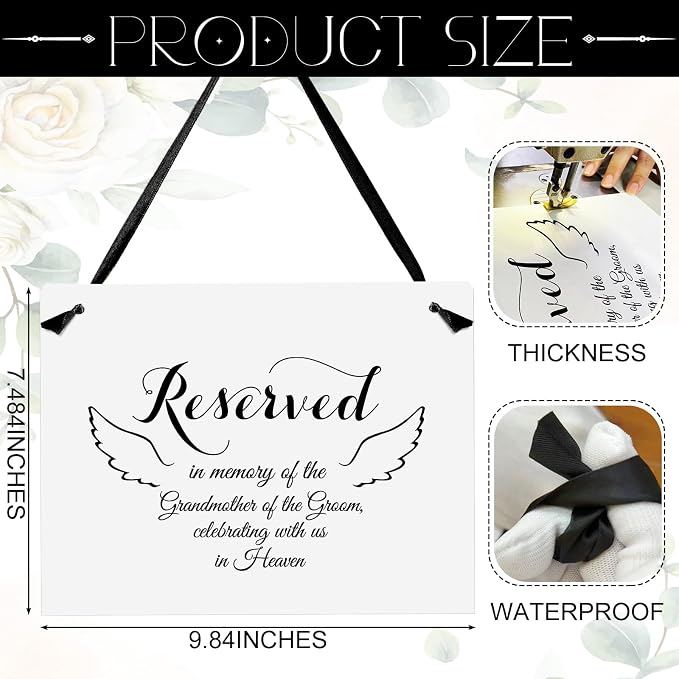 Elegant Reserved Wedding Signs for Ceremony & Reception – Custom In Loving Memory Memorial Signs, Seating Charts & Chair Decor