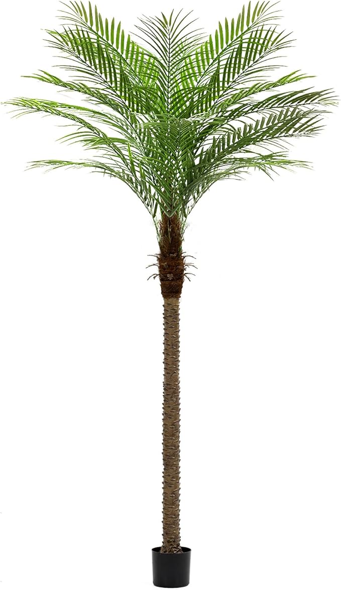 8ft Artificial Phoenix Palm Tree Tall Artificial Palm Trees with 18 Adjustable Leaves,Faux Phoenix Palm Plants for Outside Patio Pool Home Office Living Room Yard (1Pcs, 8ft)