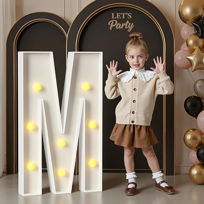 Marquee Letters 3 Feet Tall, 3FT Large Light up Letters M, Big Sign M with Warm White Light for Birthday MOM Wedding Proposal Engagement Graduation Party Backdrop Decorations