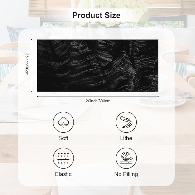 10 Pack Black Cheesecloth Table Runner 35x120 Inch 10Ft Rustic Gauze Cheese Cloth Thanksgiving Table Runner Sheer Cheesecloth Table Runners for Wedding Party Bridal Shower Decoration