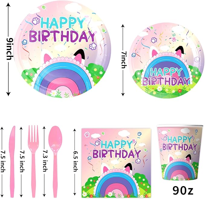 170PCS Dollhouse Birthday Party Decorations, Dollhouse Party Supplies for Kids - Tableware Set with Plates, Cups, Napkins, Cutlery and Banners, Serve 24