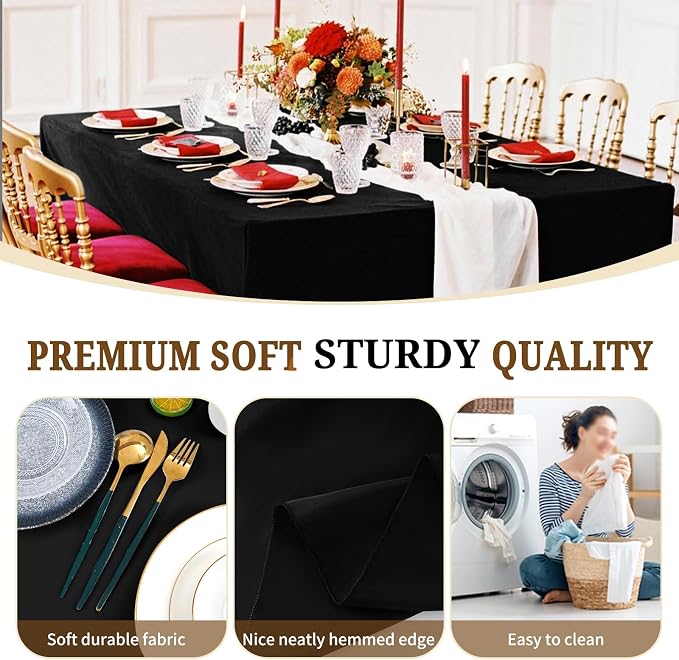 Pesonlook 12 Packs Square Tablecloth, 52×52 Inch Polyester Washable Square Polyester Table Cover for Tables/Buffet/Wedding/Party/Restaurant(Black)
