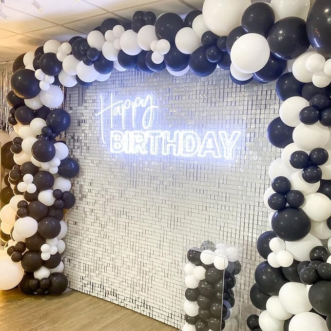 COKAOBE Matte White Sequin Wall Backdrop, 36PCS Square Sequin Shimmer Backdrop Panel, Photo Backdrops for Birthday, Anniversary, Wedding, Graduation & Bachelorette Party Decoration