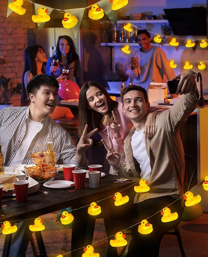 AceList 60 LED Rubber Ducks String Lights with USB & Waterproof Battery Box, Christmas Ducks, Unique Gifts for Jeep Ducks Lovers, Yellow Rubber Ducks for Party, Birthday, Christmas Decor