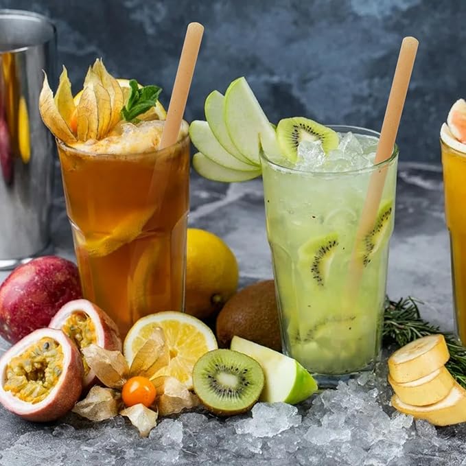 0.47" Wide Biodegradable Sugarcane Straws 100pcs Smoothie Straws Disposable Compostable Eco-Friendly Jumbo Straws for Milksake Bubble Tea 8.5" Disposable Boba Straws Not Soggy