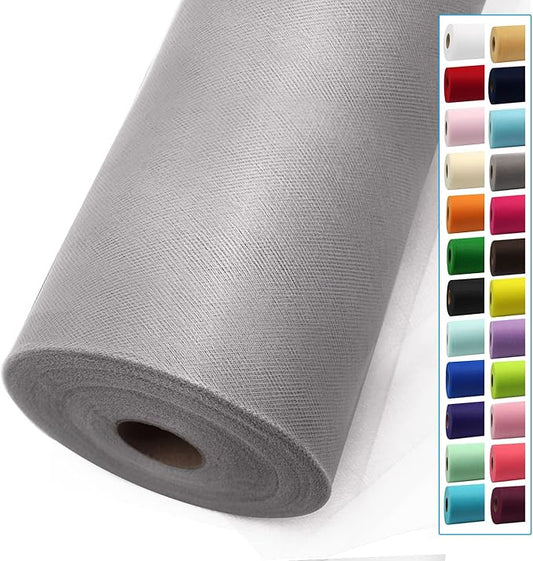 Gray Tulle Fabric Rolls 54 Inch by 40 Yards Tulle Bolt Spool for Wedding Decorations DIY Tutu Baby Shower Table Skirt Ceiling Decor Birthday Party Craft Supplies