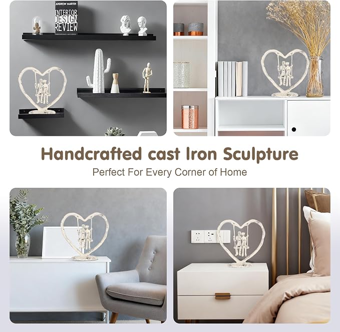 Iron Anniversary Wedding Gifts for Wife/Her/Him/Husband,Wedding Gifts for Couples,Birthday/Valentine's Day/6th Anniversary Keepsake,Handcrafted Iron Couple Statue Decor,Heart Sculpture/Figurine