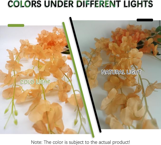 12 Pack Orange Wisteria Hanging Flowers Garland, 3.77 Feet Artificial Flower Vines, Fake Wisteria, Artificial Vines Hanging Garland for Backdrop Outdoor Yard Garden Decor