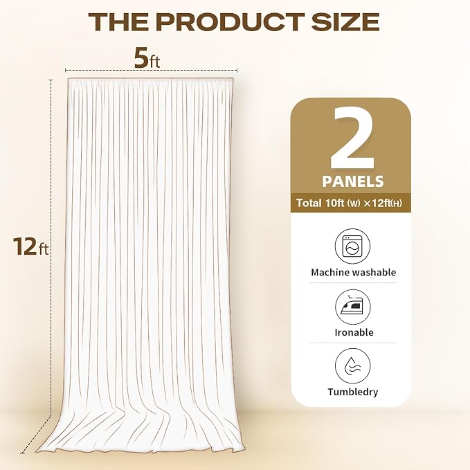 10ftx12ft Brown Backdrop Curtains for Parties, Wrinkle Free Polyester Brown Photo Backdrop Drapes 2 Panels 12 ft Long Back Drop Cloth for Wedding Birthday Photography Background Party