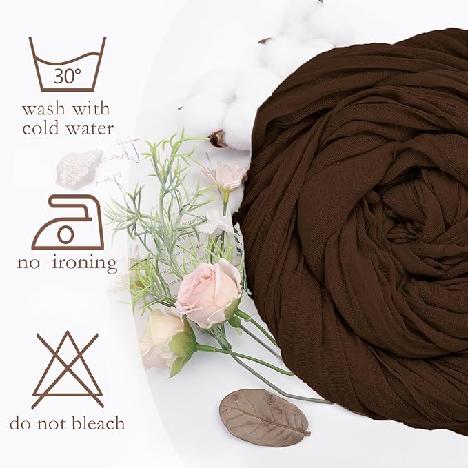 8 Pack Table Runner Brown Cheesecloth 10ft Boho Gauze Fabric 120 Inch Cheese Cloth Table Runner Rustic Sheer for Holiday Baby Shower Party Décor Home Wedding Decoration
