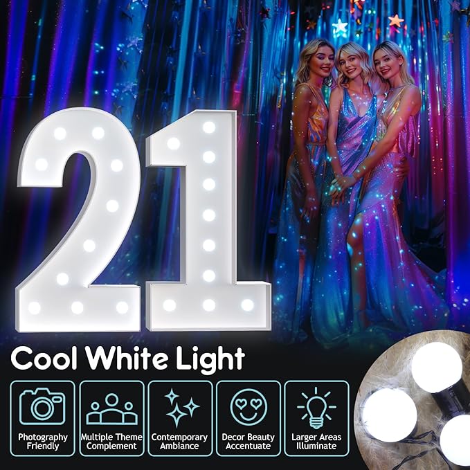 4FT Marquee Light Up Numbers, Marquee Numbers 4 Feet Tall with Cool White Light, Number 50 Light Up Number for Party 50th Birthday Anniversary Decorations