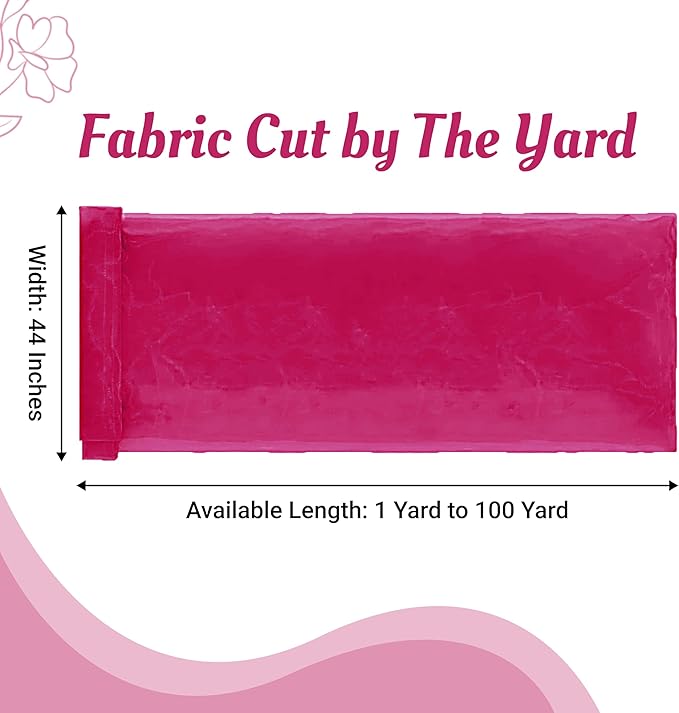 MDS Pack of 45 Yard Sheer Organza Fabric for Wedding Party Home Event Banquet Decorations, Backdrop Curtain Craft Dress Sewing Fashion DIY Crystal Organza Tulle Fabric Bolt 44” Wide - Magenta