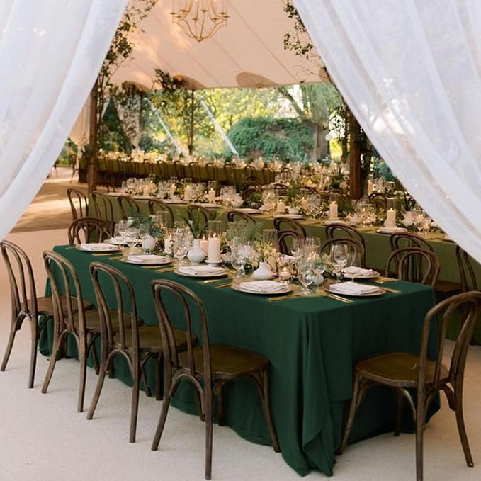 10 Pack 60 x 102 Inch Rectangle Tablecloth, Hunter Green Tablecloth for 6 Feet Rectangle Tables, Stain and Wrinkle Resistant Washable Fabric Table Cloth for Wedding Dining Table Buffet Parties Camping